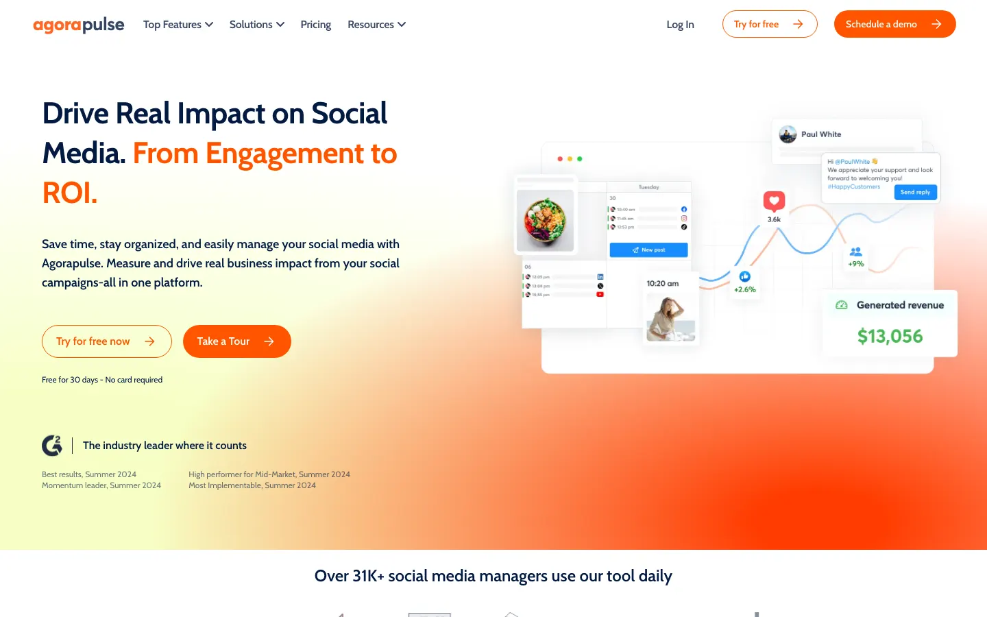 Agorapulse homepage hero section