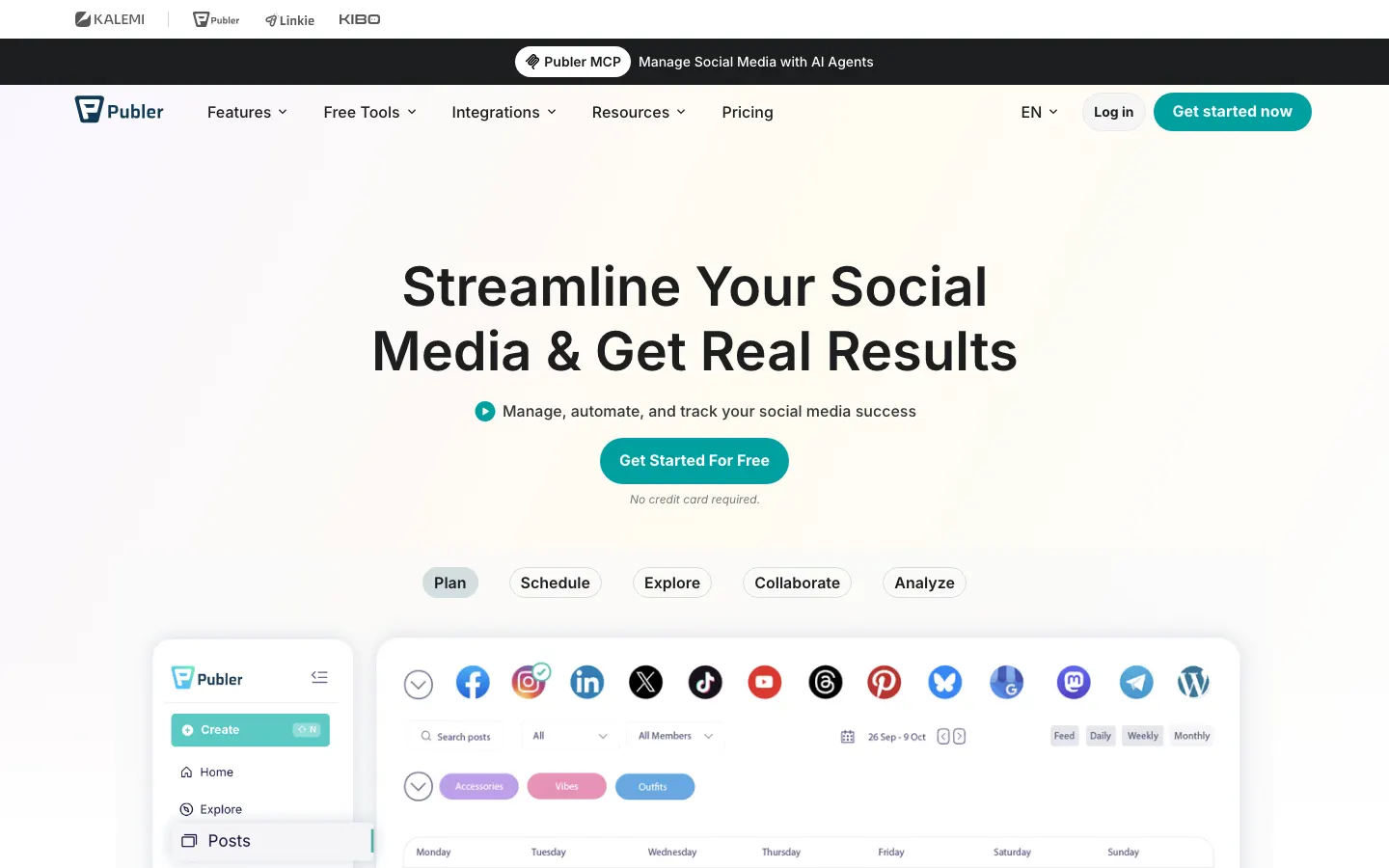 Publer homepage hero section